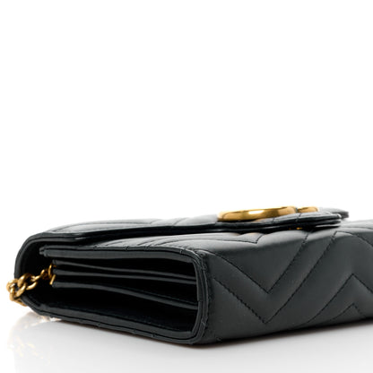 Gucci Calfskin Matelasse GG Marmont Chain Wallet Black 9 of 11