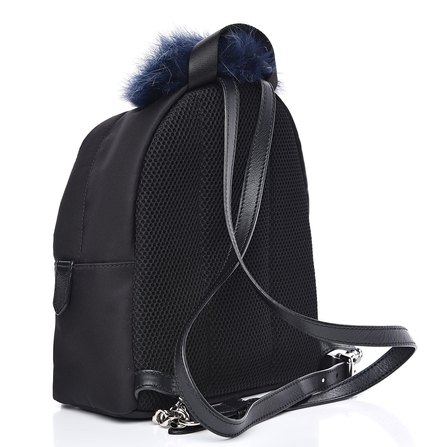 Fendi Nylon Vitello Fox Goat Fur Monster Eyes Mini Backpack Black Multicolor Sky 3 of 11