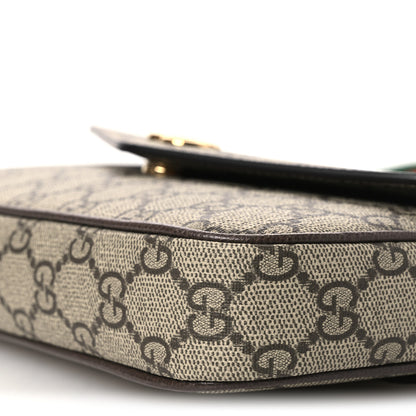 Gucci GG Supreme Monogram Textured Dollar Calfskin Web Mini Ophidia Envelope Shoulder Bag Beige Ebony New Acero 10 of 11