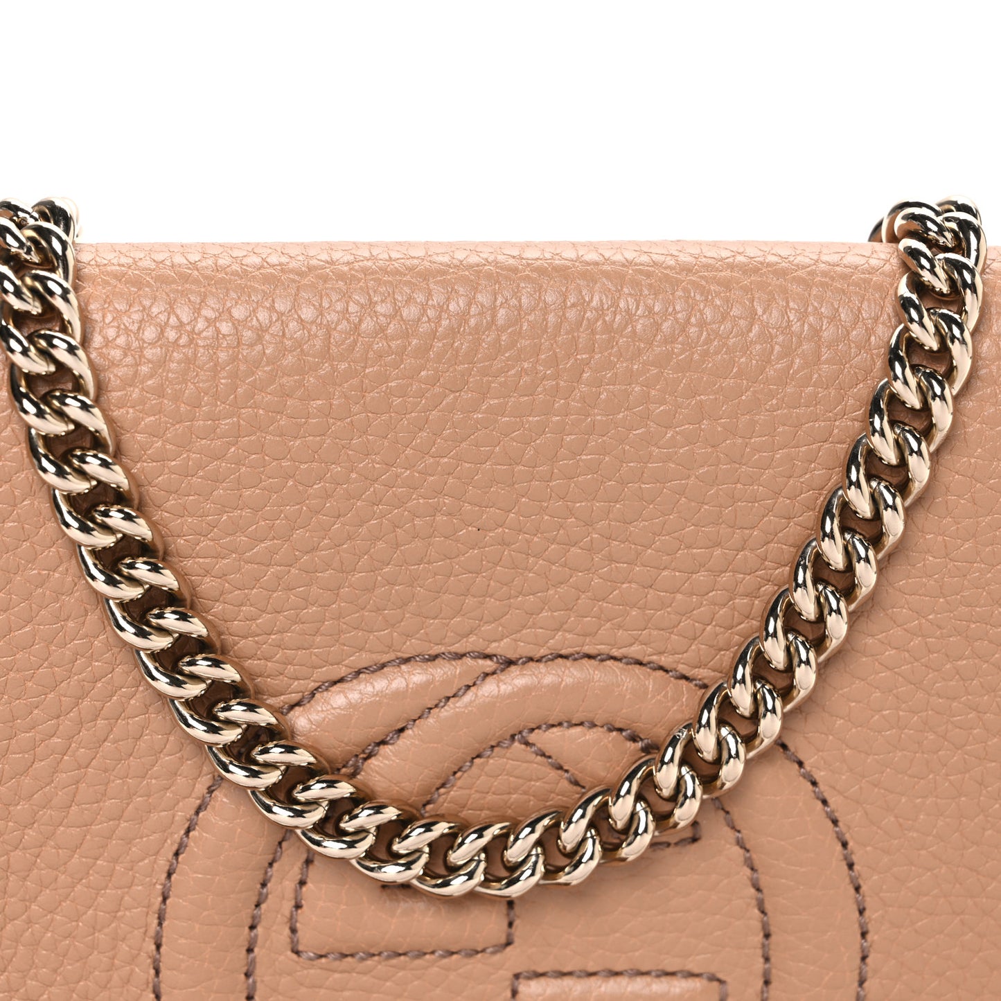 Pebbled Calfskin Medium Soho Flap Crossbody Camelia