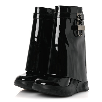 Givenchy Patent Shark Lock Biker Ankle Boots 37 Black 4 of 11