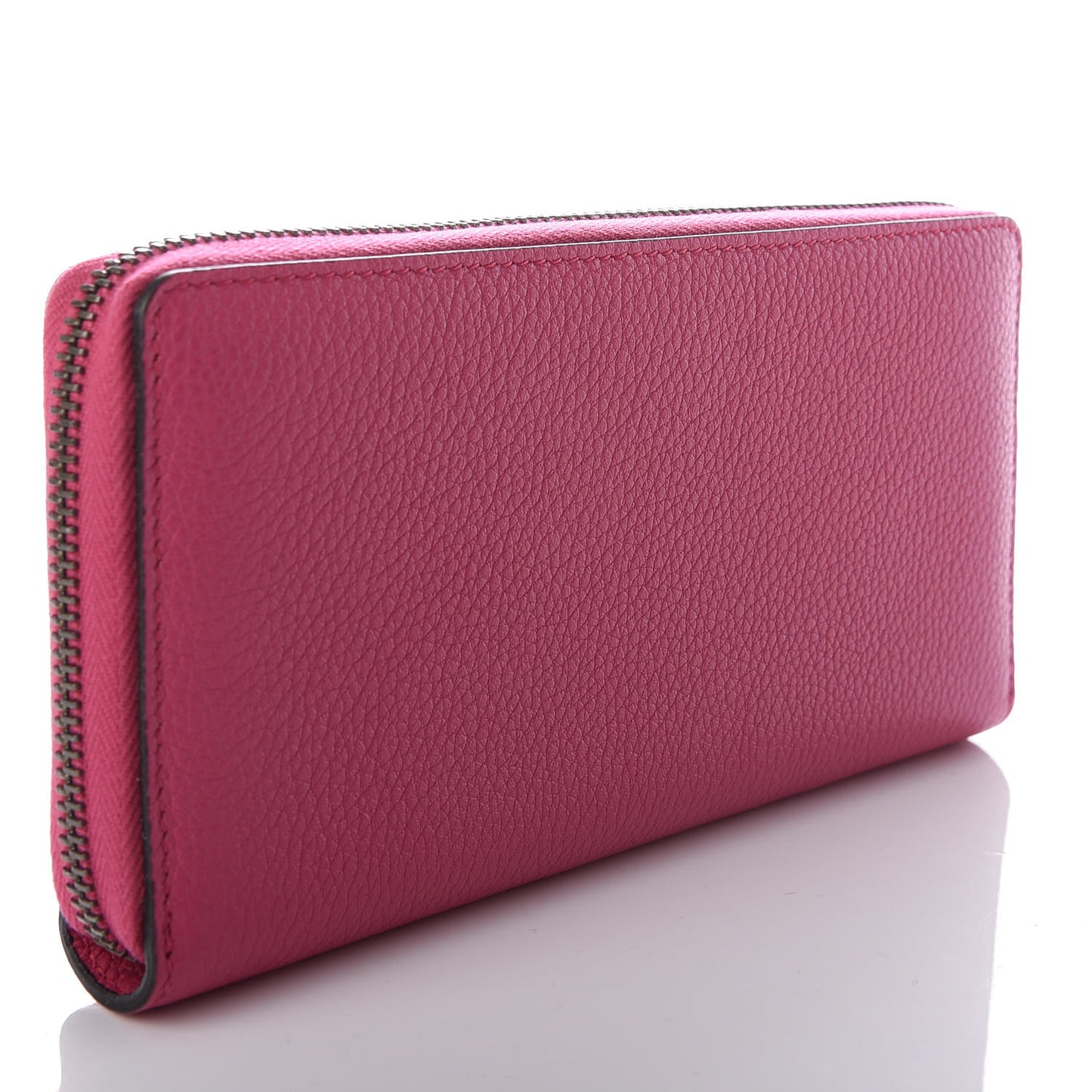 Grained Calfskin Logo Zip Around Wallet Box Pink Green
