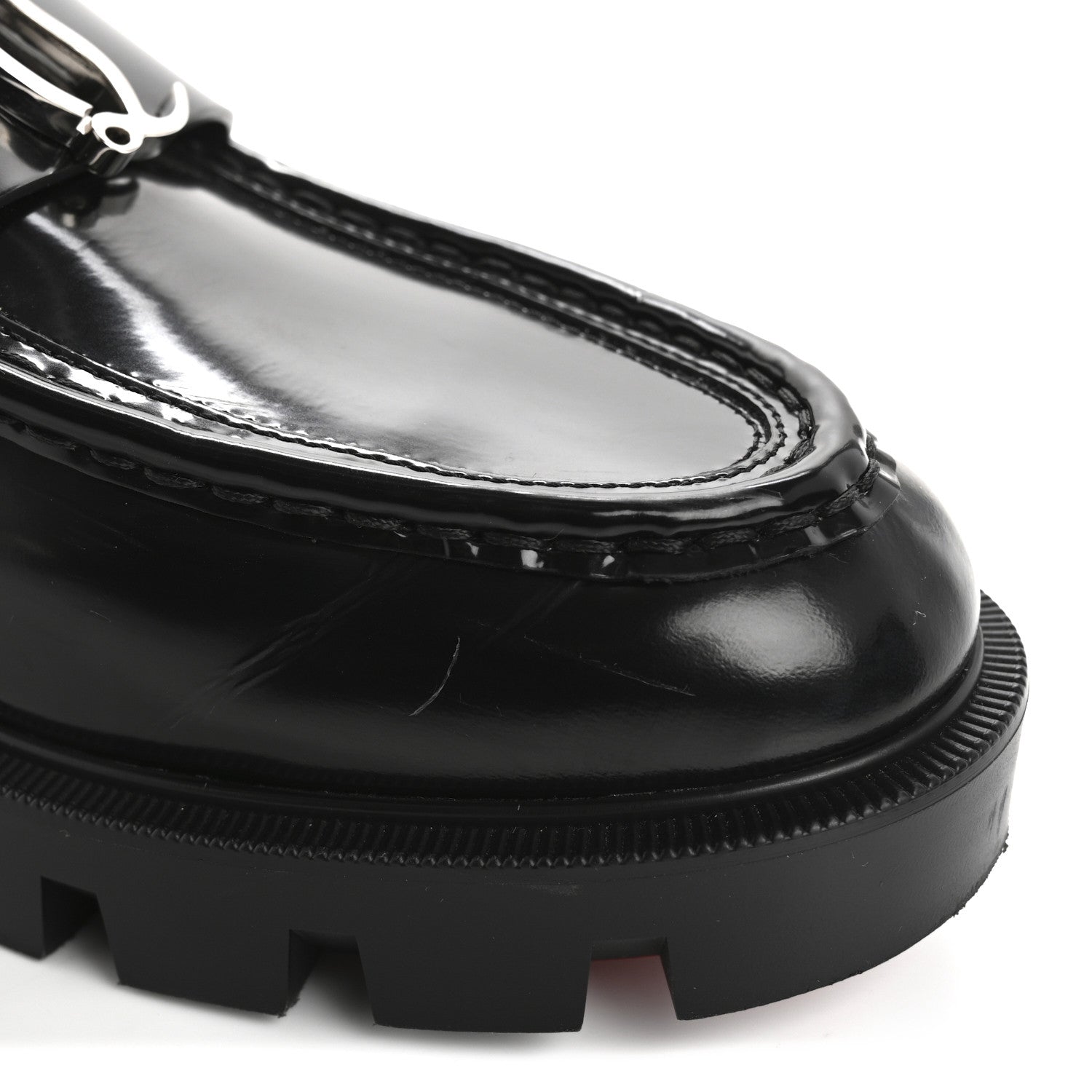Christian Louboutin Abrasivato Womens CL Moc Lug Flat Loafers 38.5 Black 10 of 14