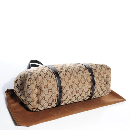 Gucci Monogram Large New Ladies Web Tote Dark Brown 4 of 7