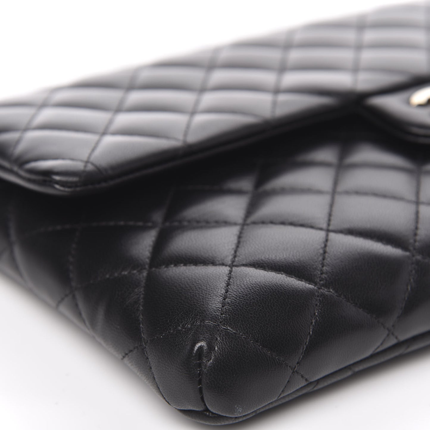 Lambskin Quilted Flap Clutch Black