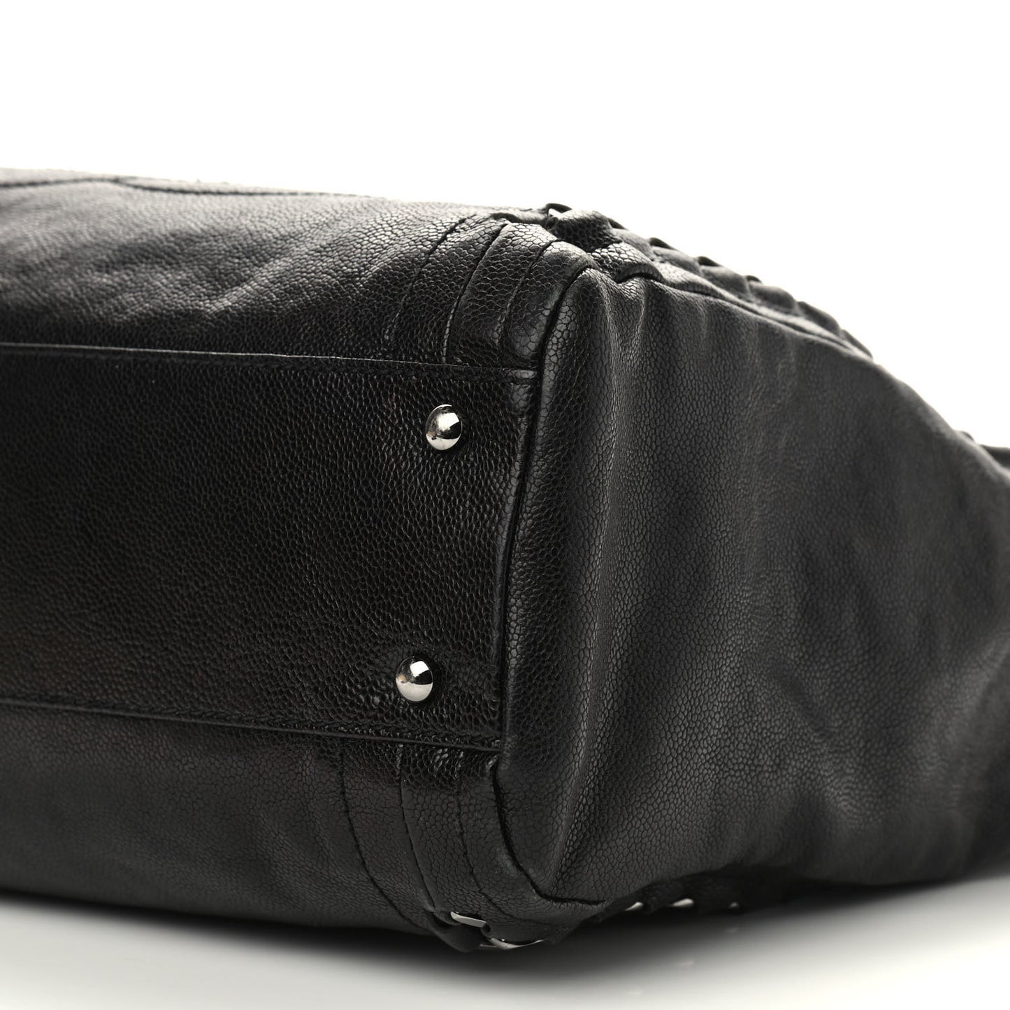 Glazed Caviar Modern Chain Tote Black