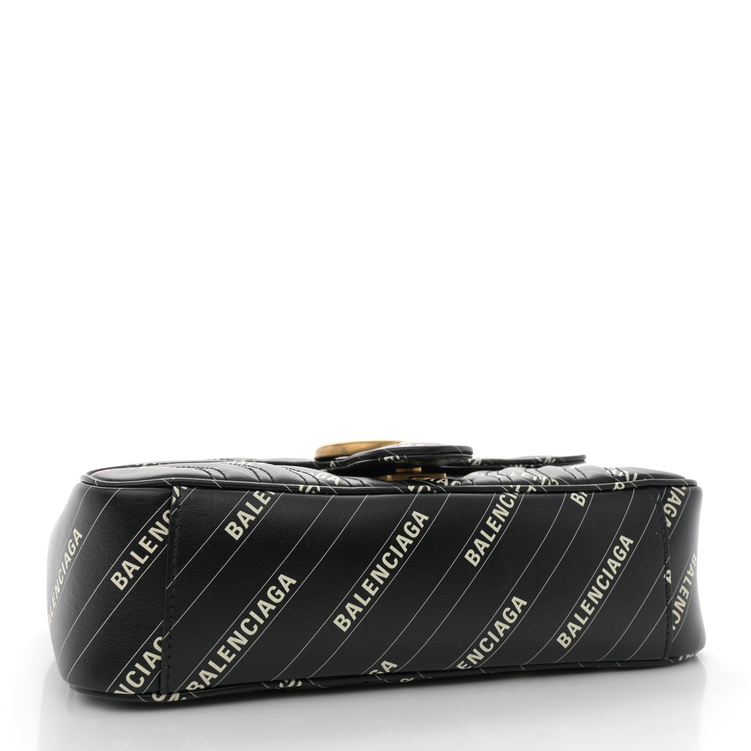 Gucci X BALENCIAGA Calfskin Matelasse Logo Print Small GG Marmont Shoulder Bag Black 4 of 10