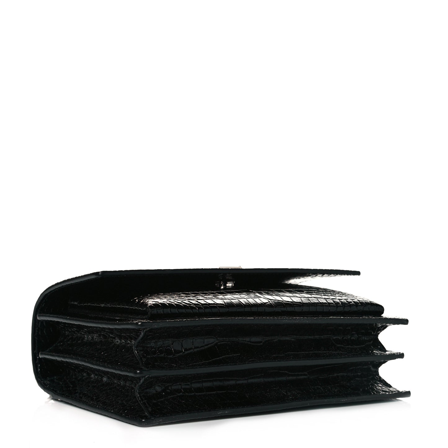 Calfskin Crocodile Embossed Medium Monogram Sunset Black