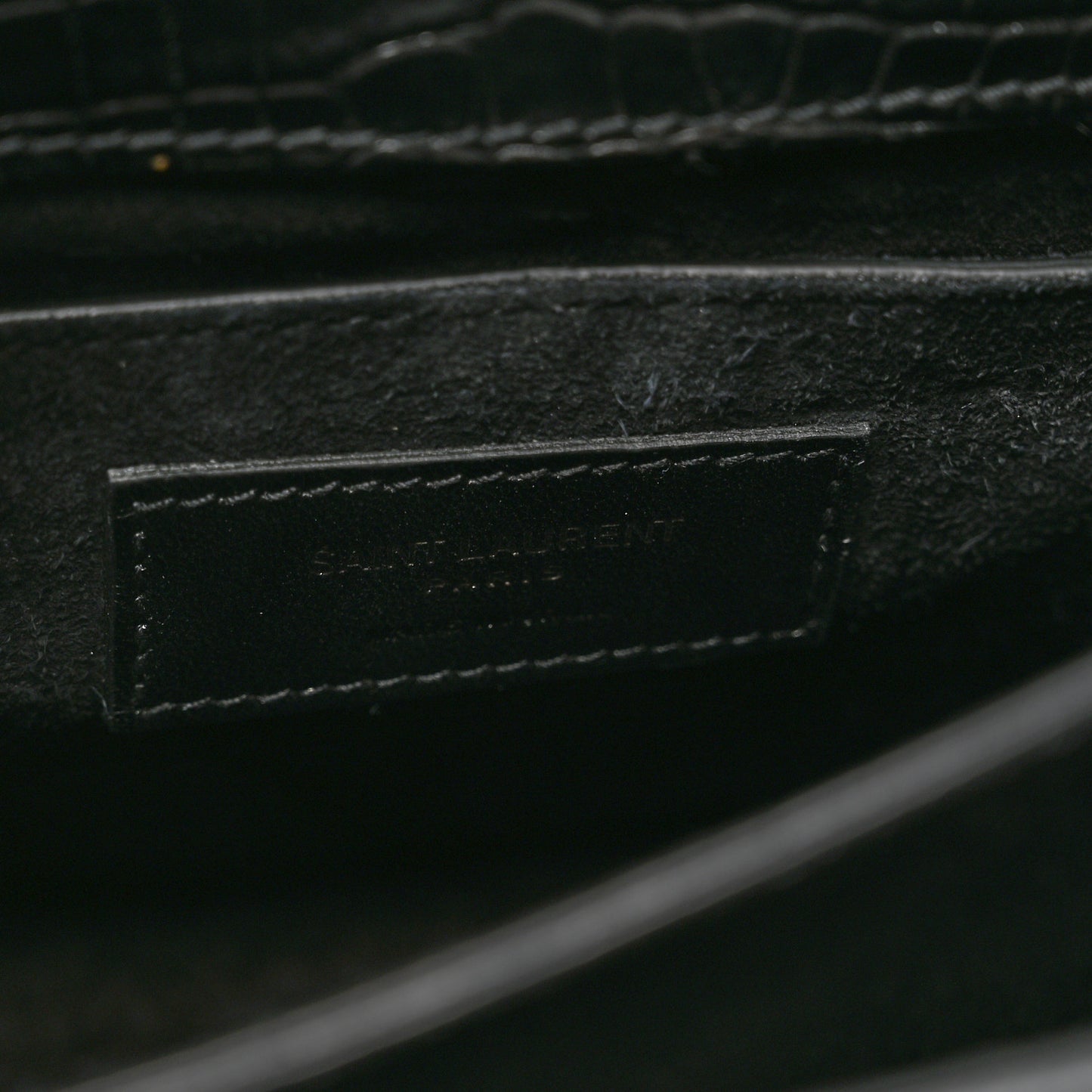 Calfskin Crocodile Embossed Medium Monochrome Monogram Sunset Black