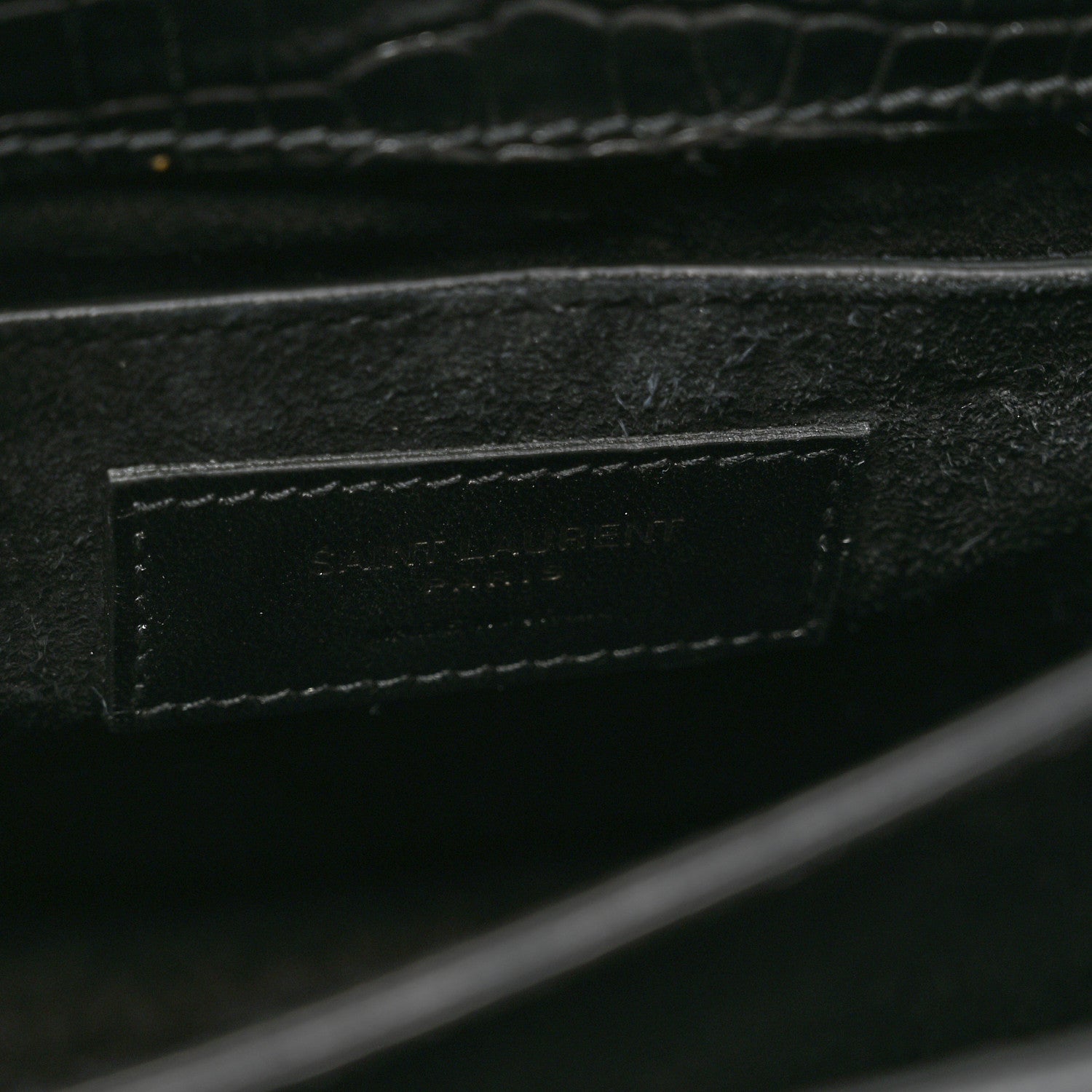 Saint Laurent Calfskin Crocodile Embossed Medium Monochrome Monogram Sunset Black 7 of 11