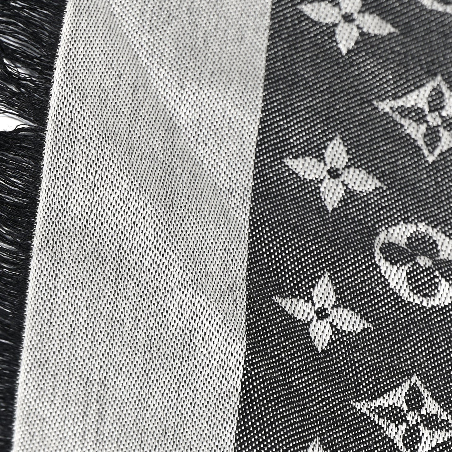 LOUIS VUITTON Silk Wool Monogram Denim Shawl Black