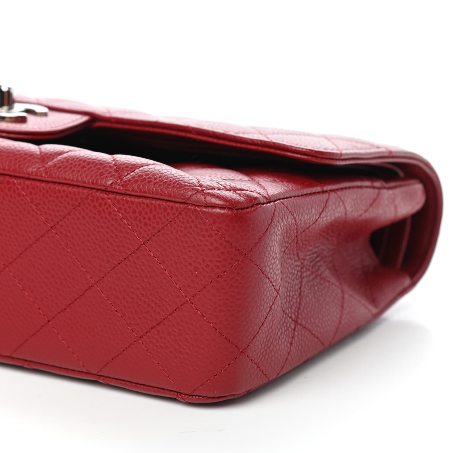 Chanel Caviar Quilted Medium Double Flap Dark Red 9 of 10