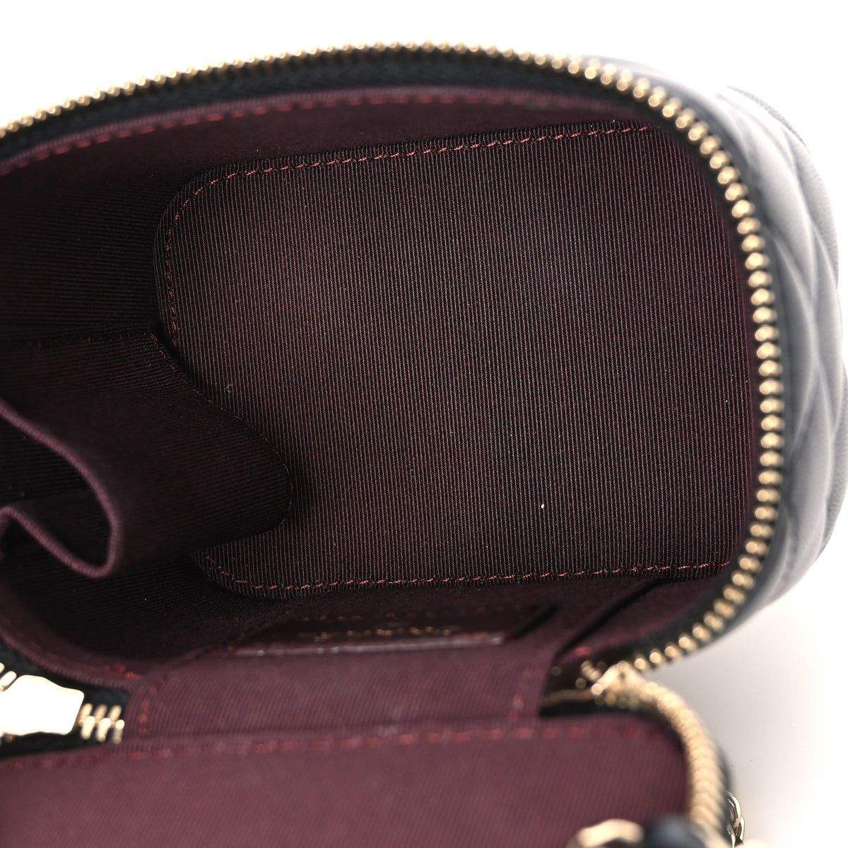 Lambskin Quilted Mini Vanity Case With Chain Black