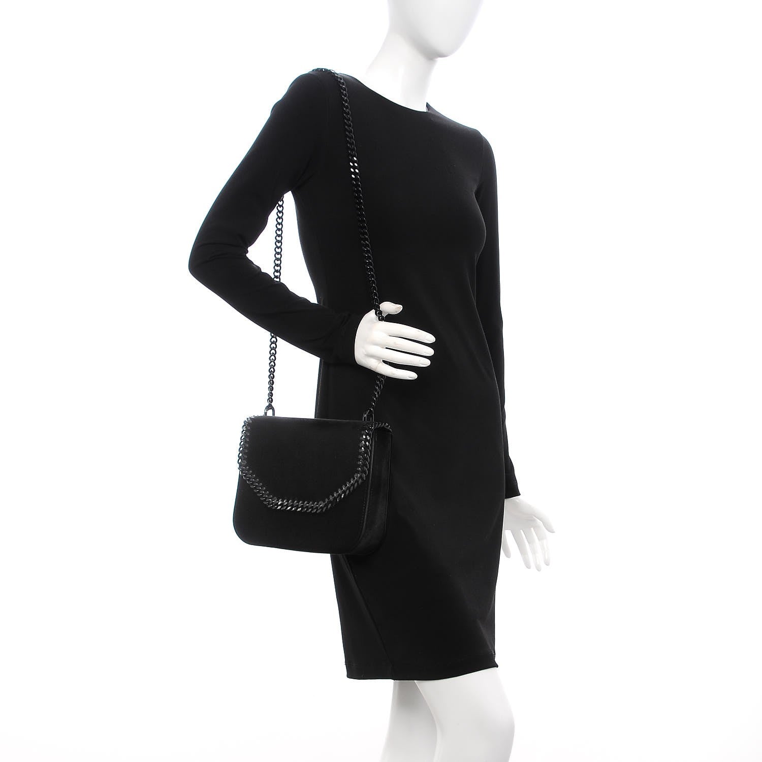 Stella McCartney Velvet Effect Medium Falabella Box Shoulder Bag Black 2 of 8