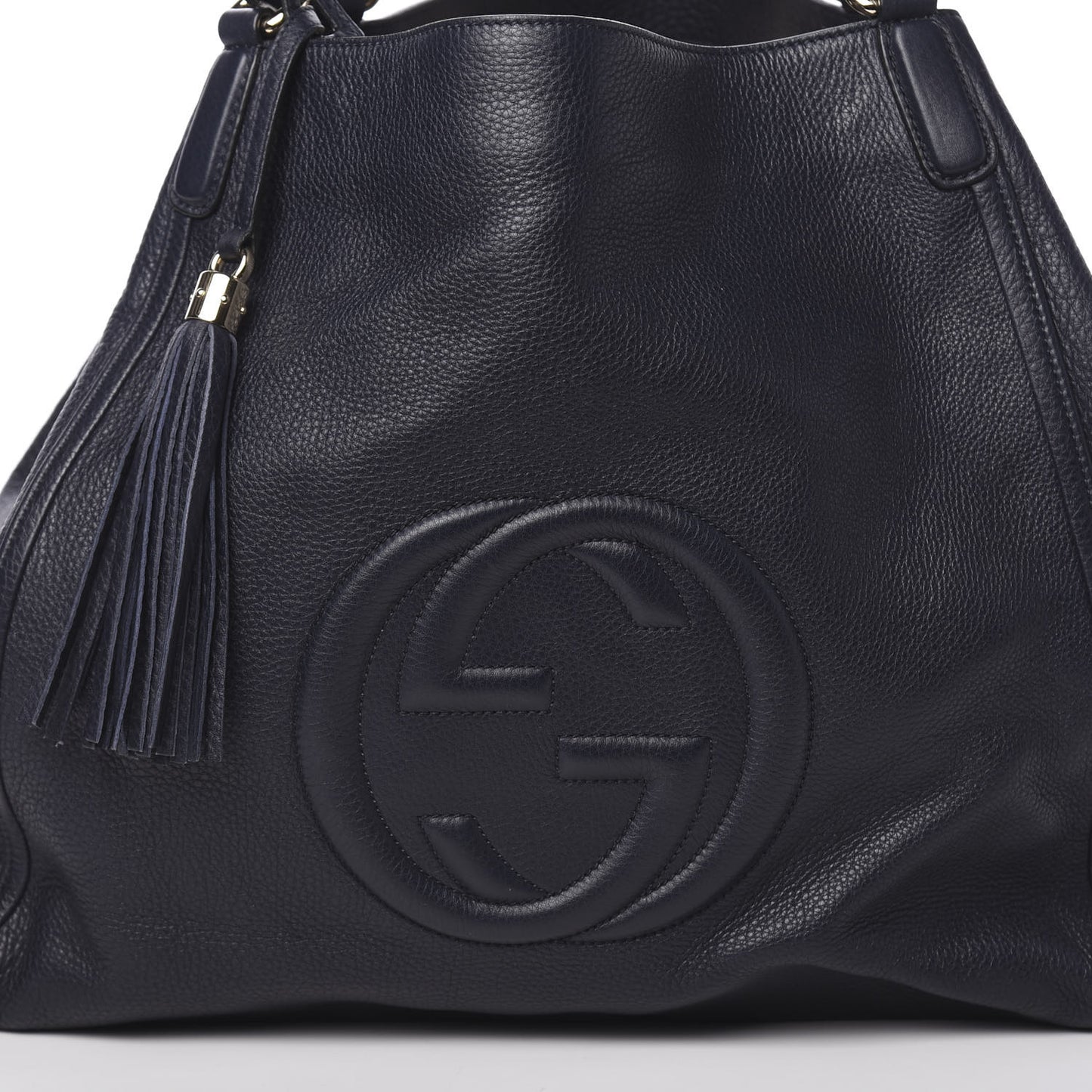 Pebbled Calfskin Large Soho Shoulder Bag Blue