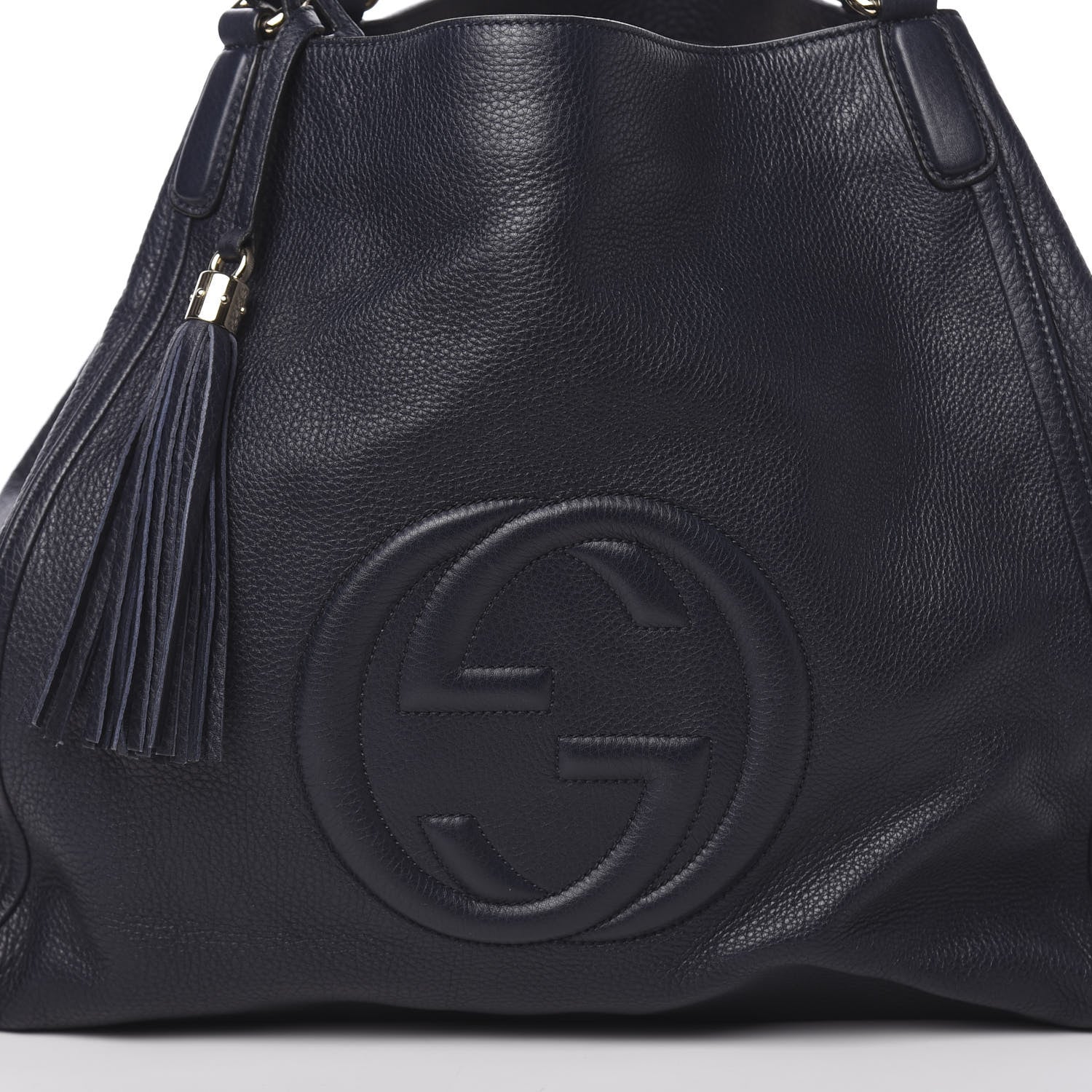 Gucci Pebbled Calfskin Large Soho Shoulder Bag Blue 8 of 10