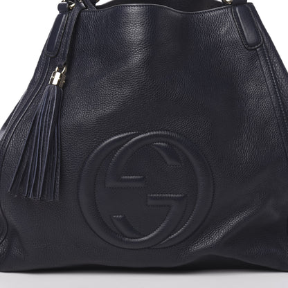Gucci Pebbled Calfskin Large Soho Shoulder Bag Blue 8 of 10