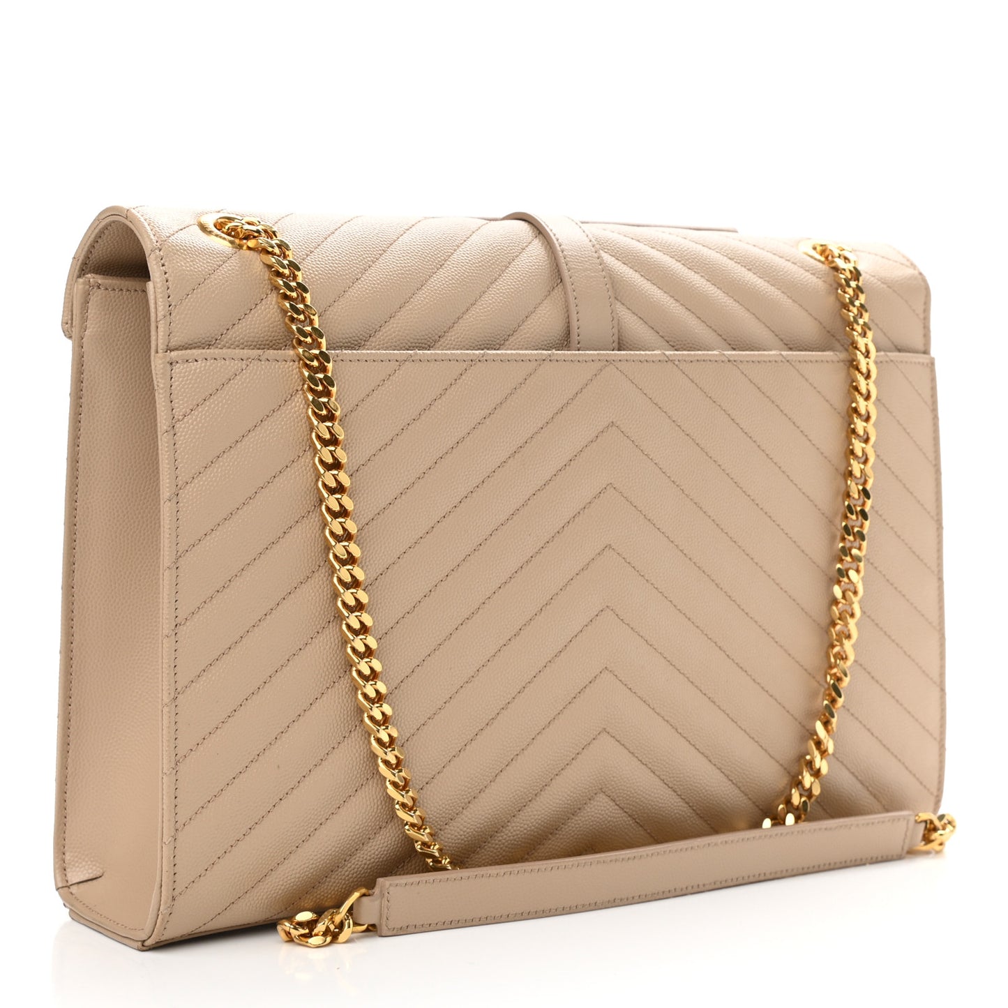 Grain De Poudre Matelasse Chevron Large Monogram Satchel Dark Beige