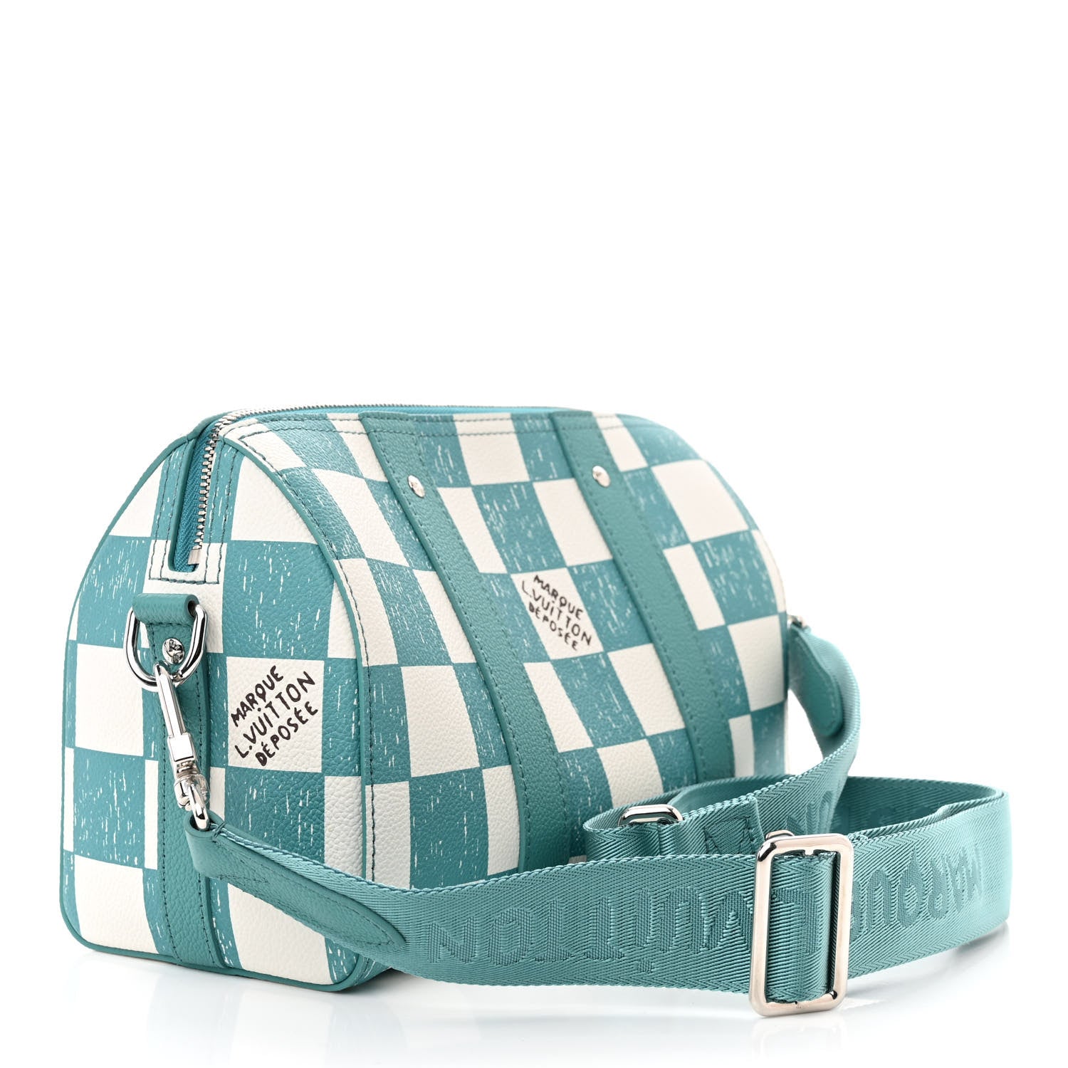 Louis Vuitton Calfskin Damier City Keepall Teal 3 of 9