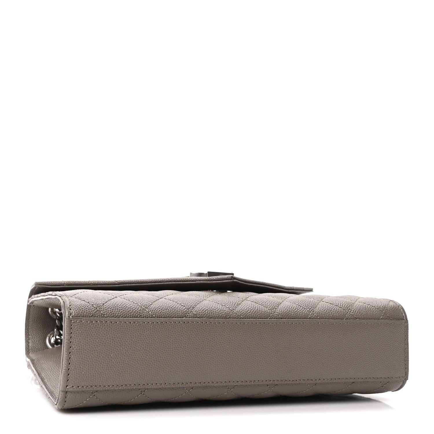 Saint Laurent Grain De Poudre Textured Mixed Matelasse Medium Triquilt Monogram Satchel Greyish Brown 4 of 10