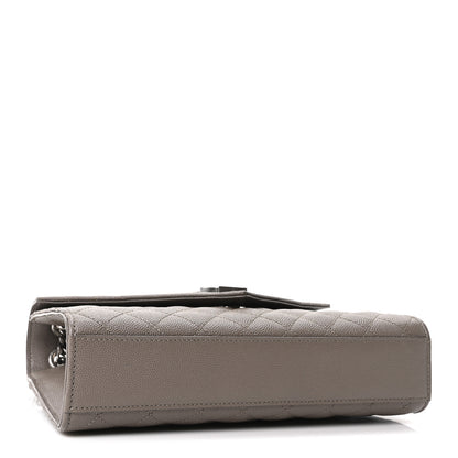 Saint Laurent Grain De Poudre Textured Mixed Matelasse Medium Triquilt Monogram Satchel Greyish Brown 4 of 10