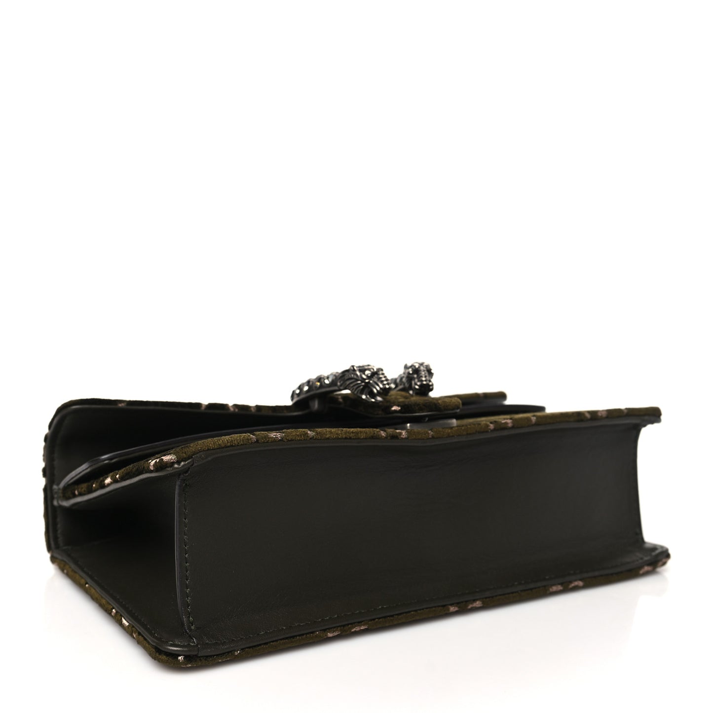Velvet Moon Calfskin Crystal GG Monogram Small Dionysus Shoulder Bag  Dark Olive Rose Gold