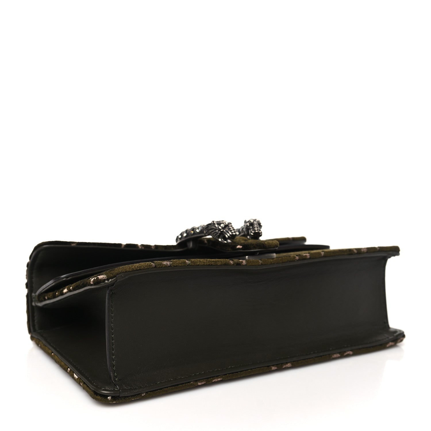 Gucci Velvet Moon Calfskin Crystal GG Monogram Small Dionysus Shoulder Bag  Dark Olive Rose Gold 4 of 11