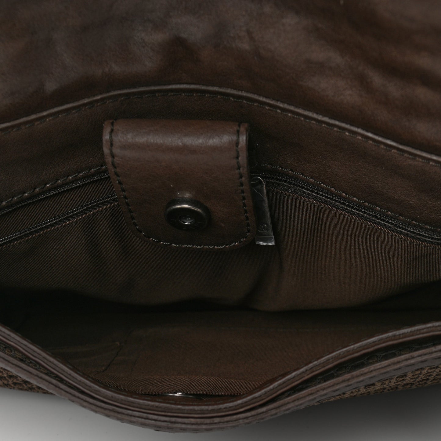 Calfskin Felt Sequin Embroidered Flap Shoulder Bag Brown