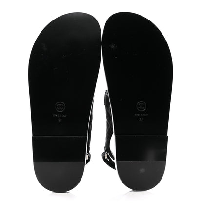 Chanel Mixed Fibers Velcro Dad Sandals 38 Black 38 Black 5 of 9