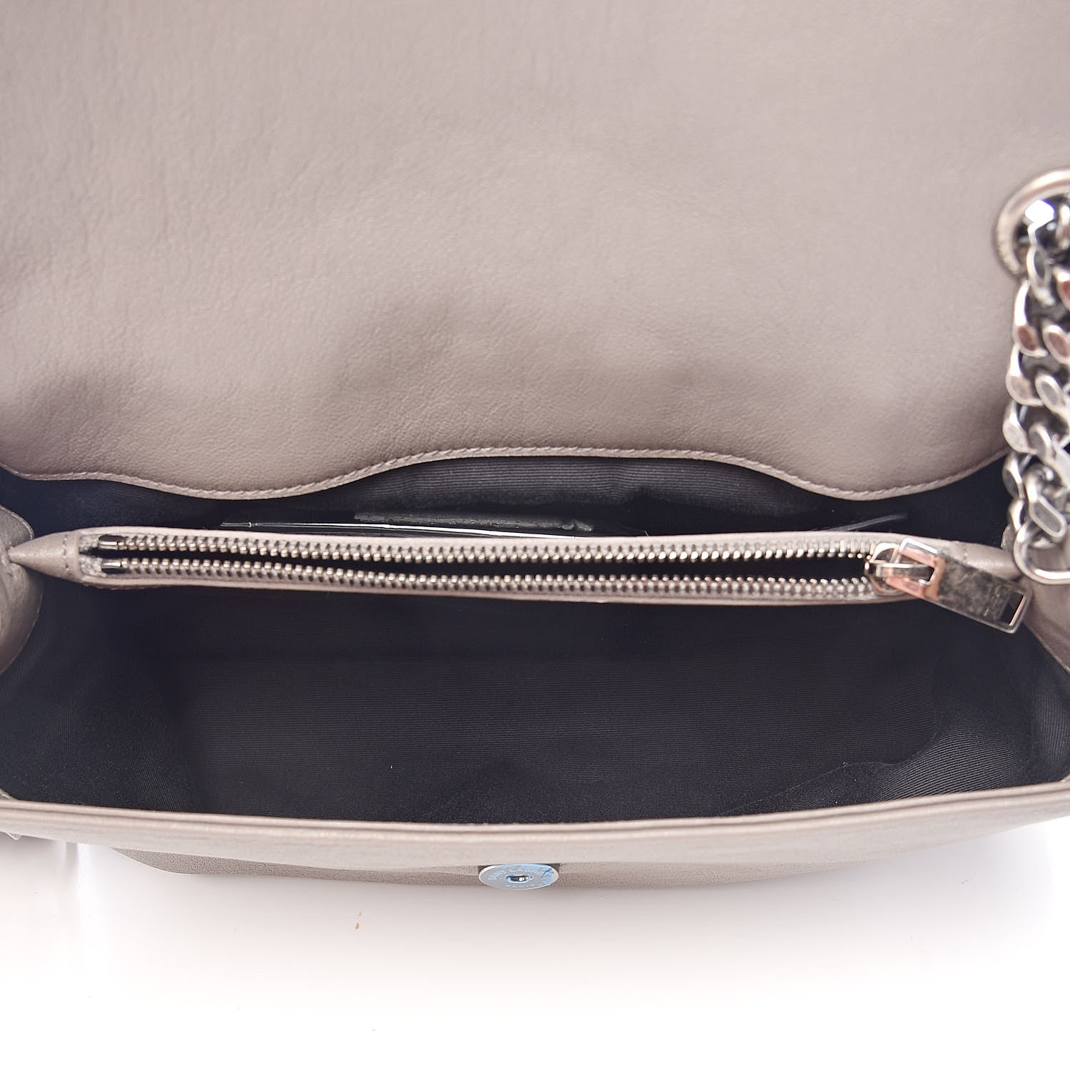 Saint Laurent Sheepskin Medium West Hollywood Monogram Fold-Over Bag Grey 5 of 10