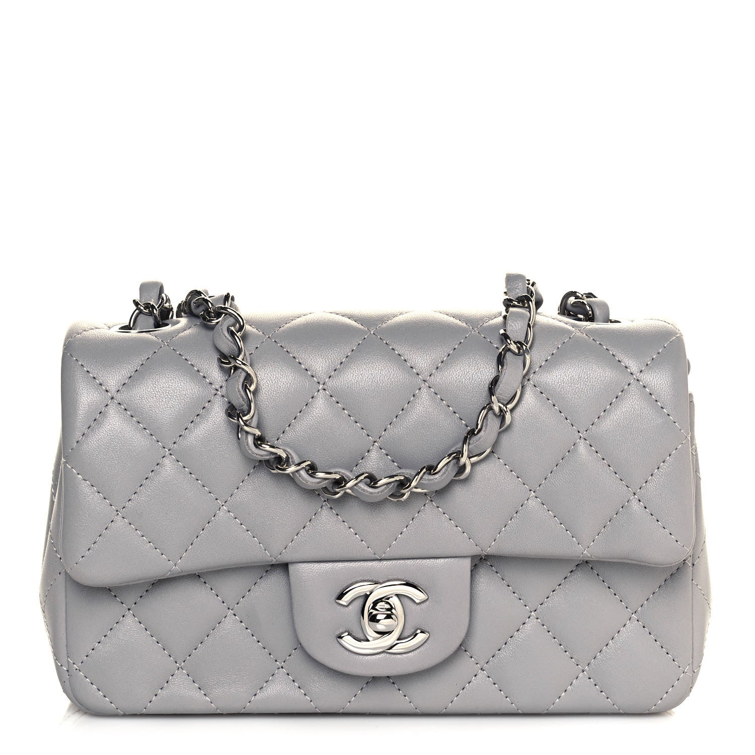 Chanel Lambskin Quilted Mini Rectangular Flap Grey 1 of 11