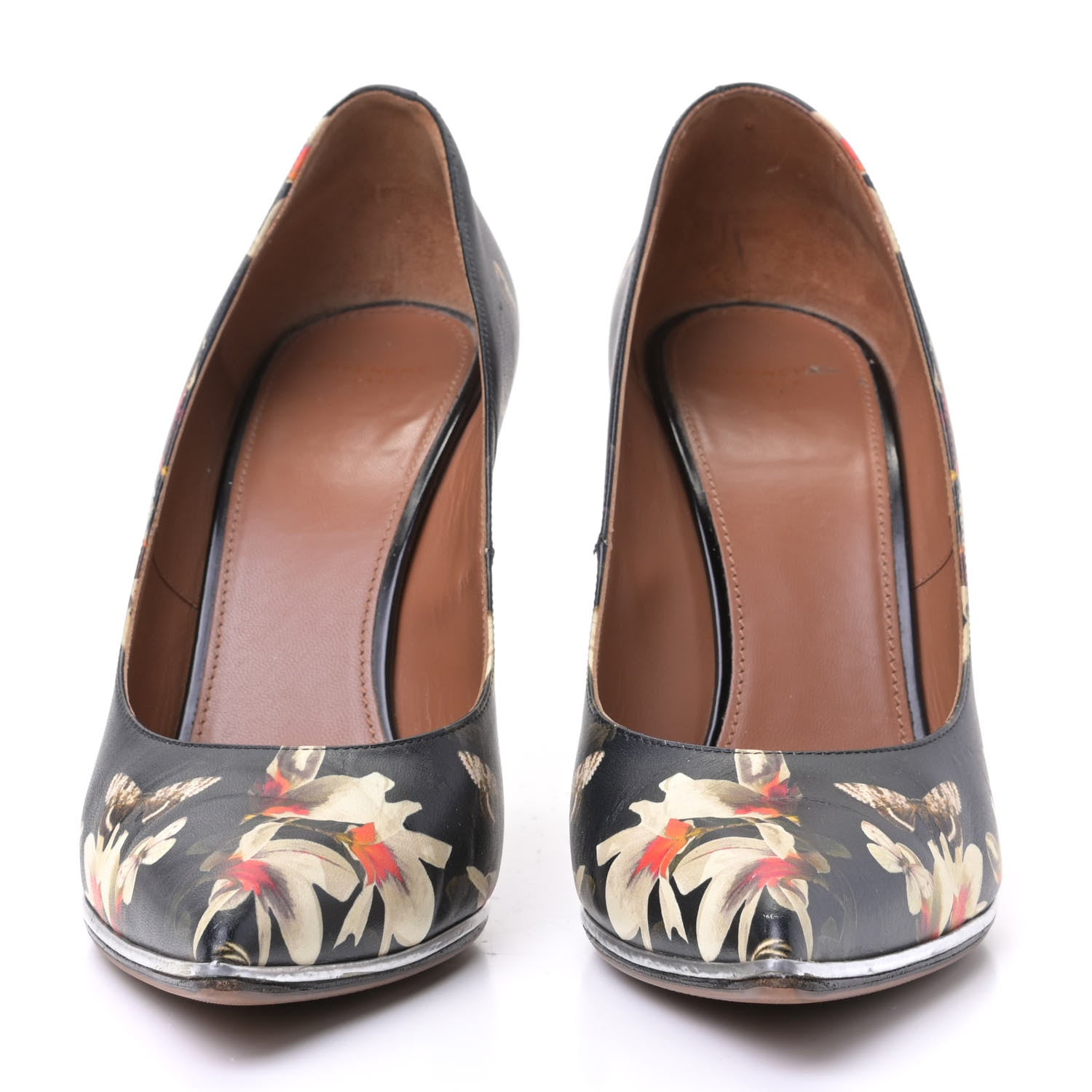 Givenchy Calfskin Floral Print Pointed Toe Pumps 40 Black Multicolor 2 of 4