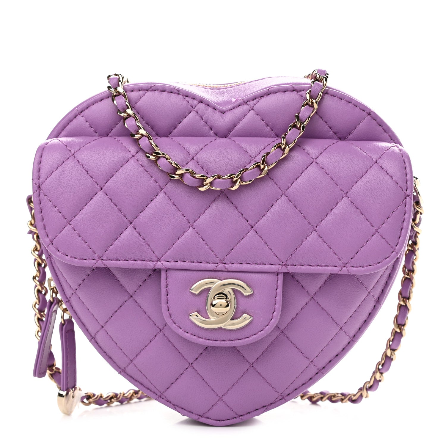 Chanel Lambskin Quilted CC In Love Heart Bag Purple 1 of 11