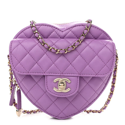 Chanel Lambskin Quilted CC In Love Heart Bag Purple 1 of 11