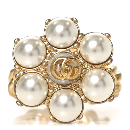 Gucci Metal Pearl Double G Ring S 52 6 Gold 1 of 4