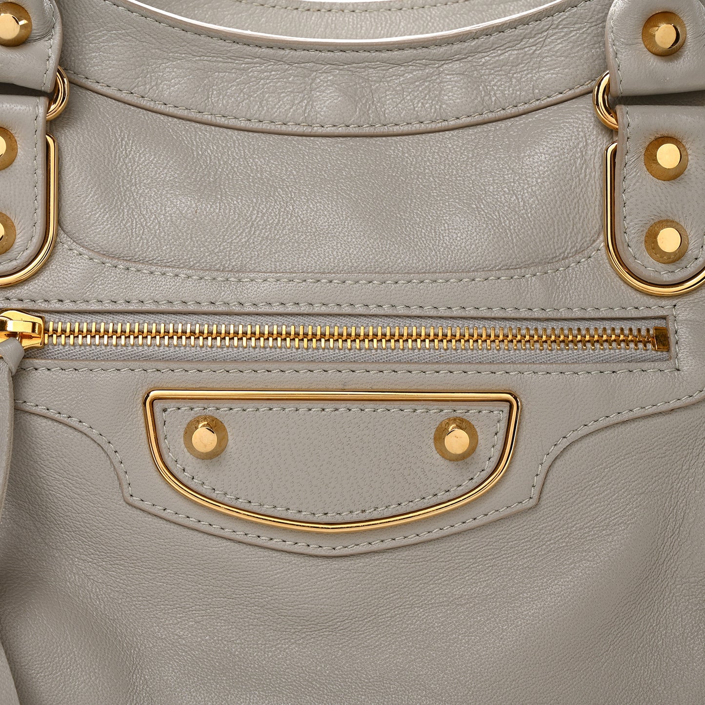Agneau Gold Metallic Edge Hardware City Gris Glace