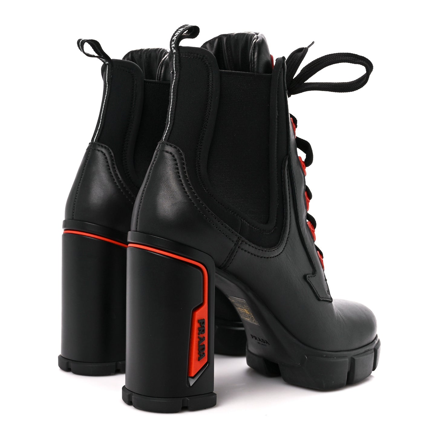 Vitello Montana Neoprene Lace Up Chelsea 110mm Ankle Boots 39 Black Arancio