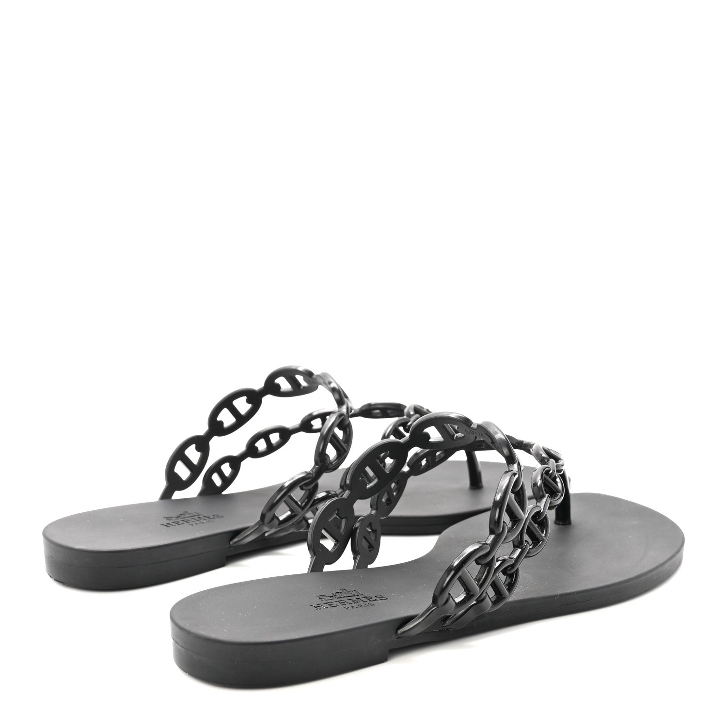 Hermes Rubber Chaine d'Ancre Island Sandals 38 Black 5 of 9