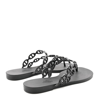 Hermes Rubber Chaine d'Ancre Island Sandals 38 Black 5 of 9