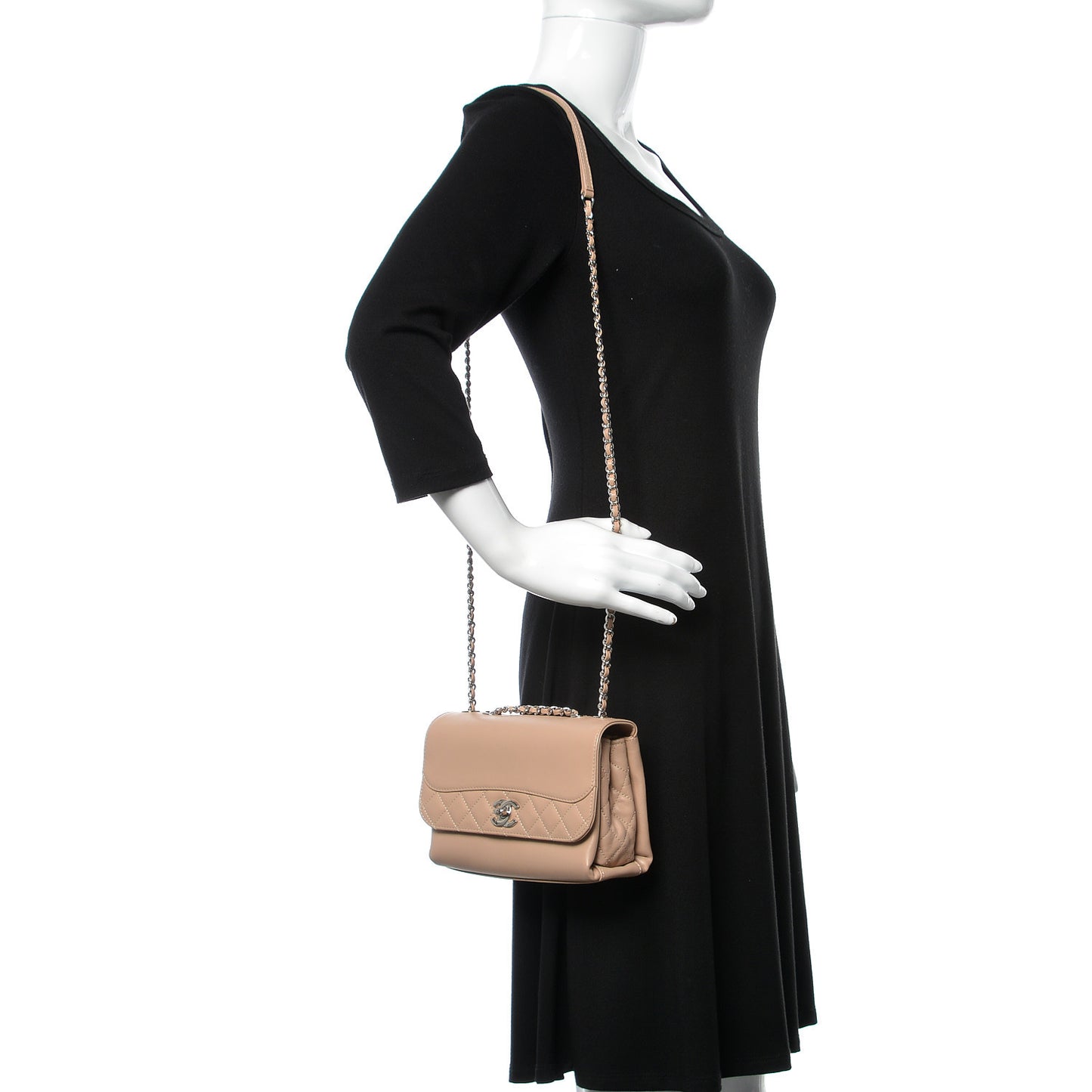 Calfskin Mini Tramezzo Flap Beige