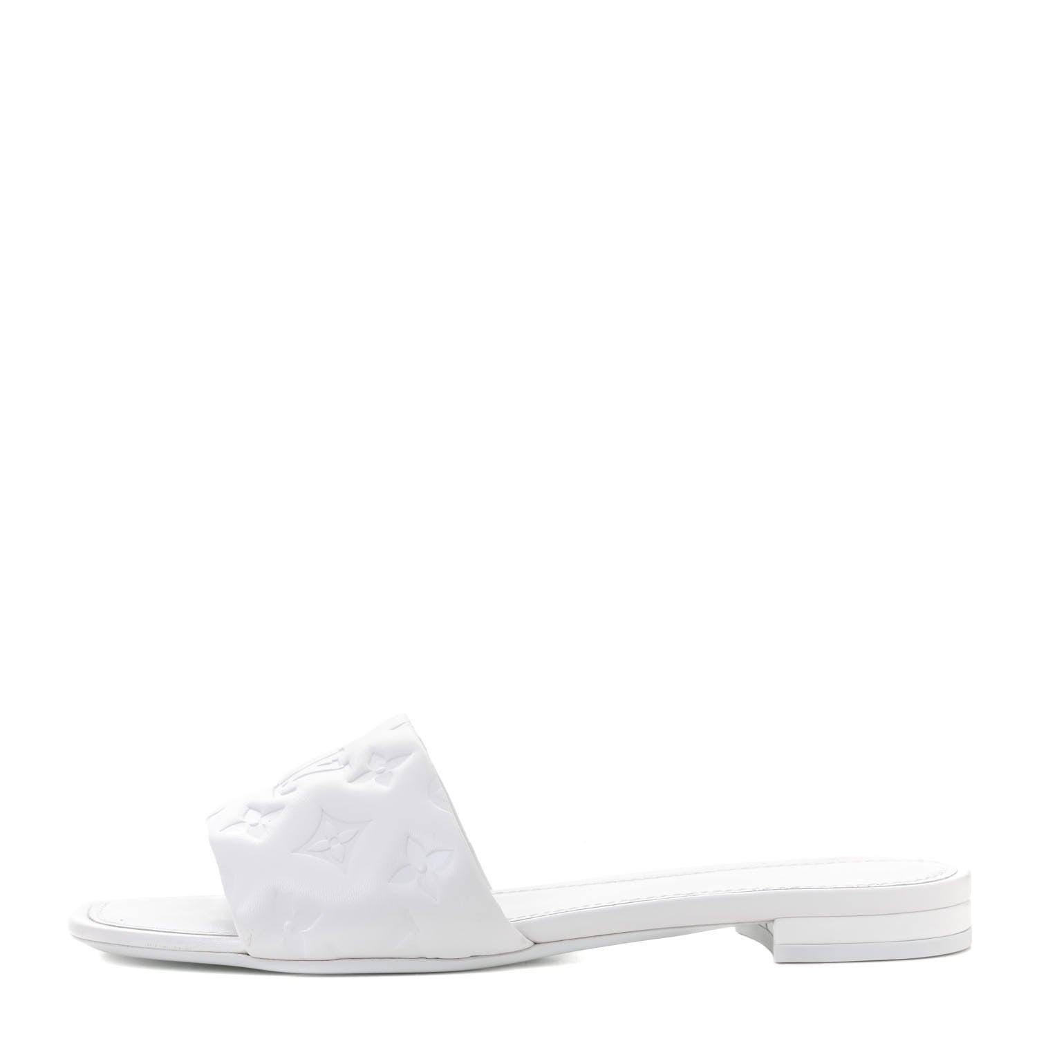 Louis Vuitton Lambskin Embossed Monogram Revival Flat Mules 40 White 2 of 21