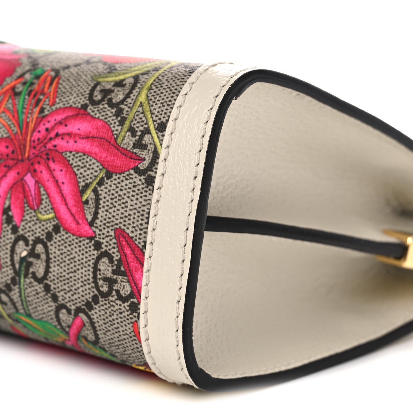 GG Supreme Monogram Flora Web Small Ophidia Chain Shoulder Bag White