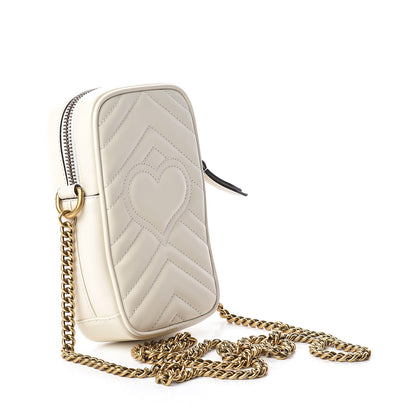 Gucci Calfskin Matelasse Mini GG Marmont Crossbody Bag White 3 of 8