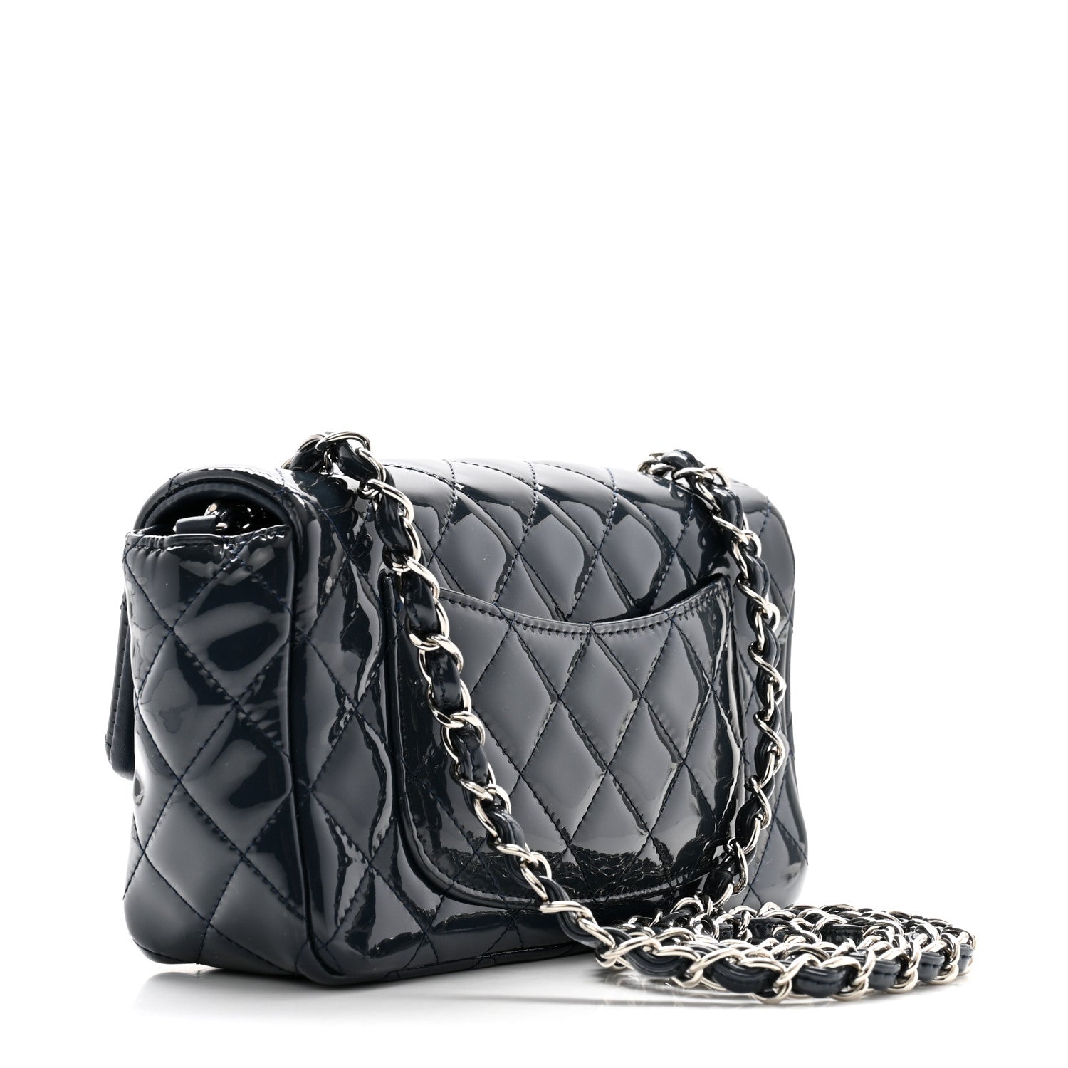 Chanel Patent Calfskin Quilted Mini Rectangular Flap Navy Blue 3 of 11