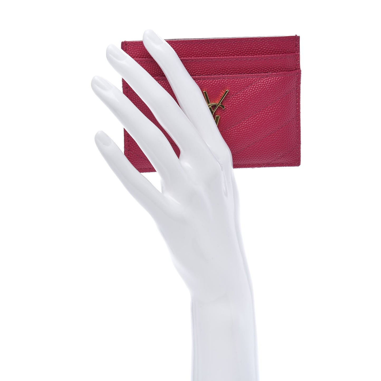 Grain De Poudre Matelasse Chevron Monogram Credit Card Case Fresh Fuxia