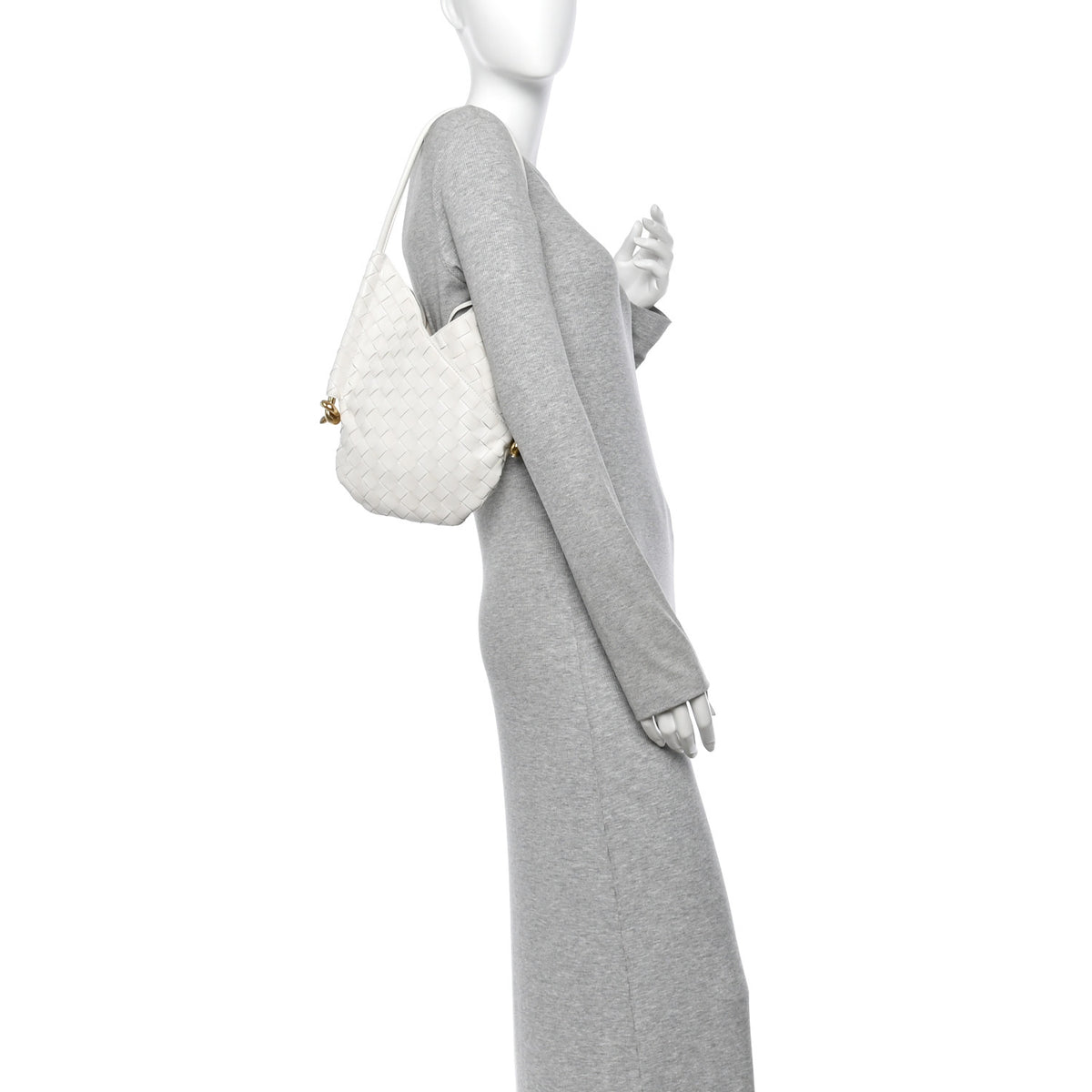 Nappa Intrecciato Small Solstice Hobo White