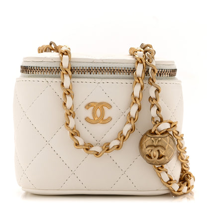 Chanel Lambskin Quilted Pearl Crush Mini Vanity Case With Chain White 1 of 11