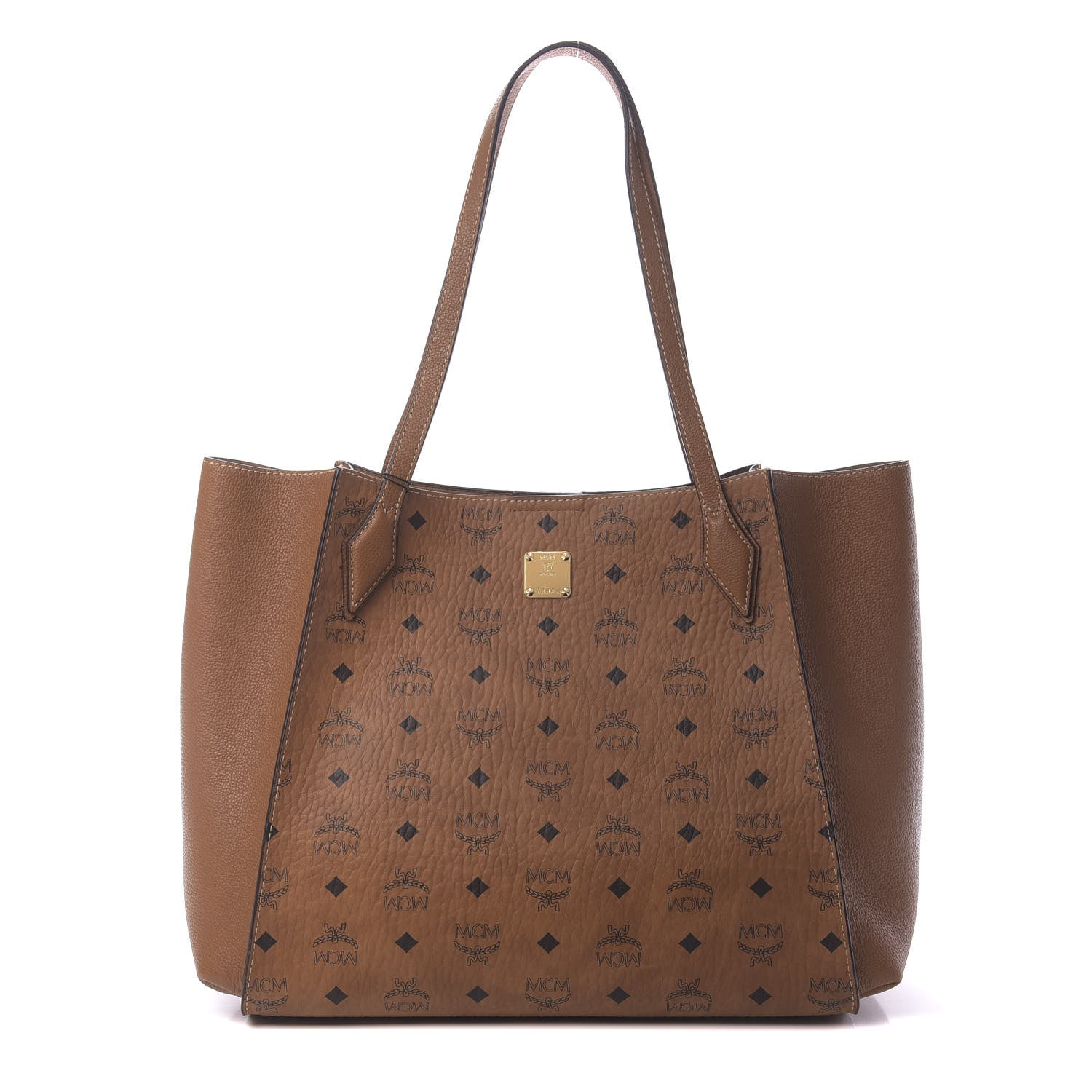 MCM Visetos Medium Yris Shopper Tote Cognac 1 of 9