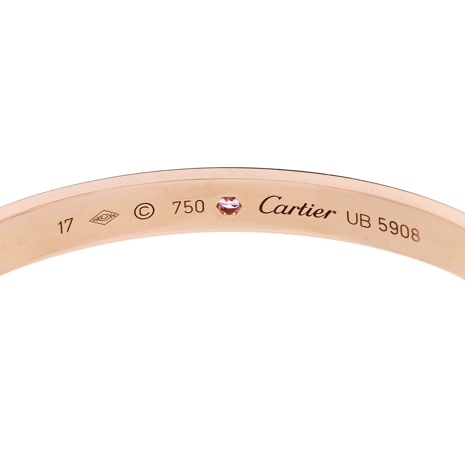 Cartier 18K Pink Gold Pink Sapphire LOVE Cuff Bracelet 17 4 of 4
