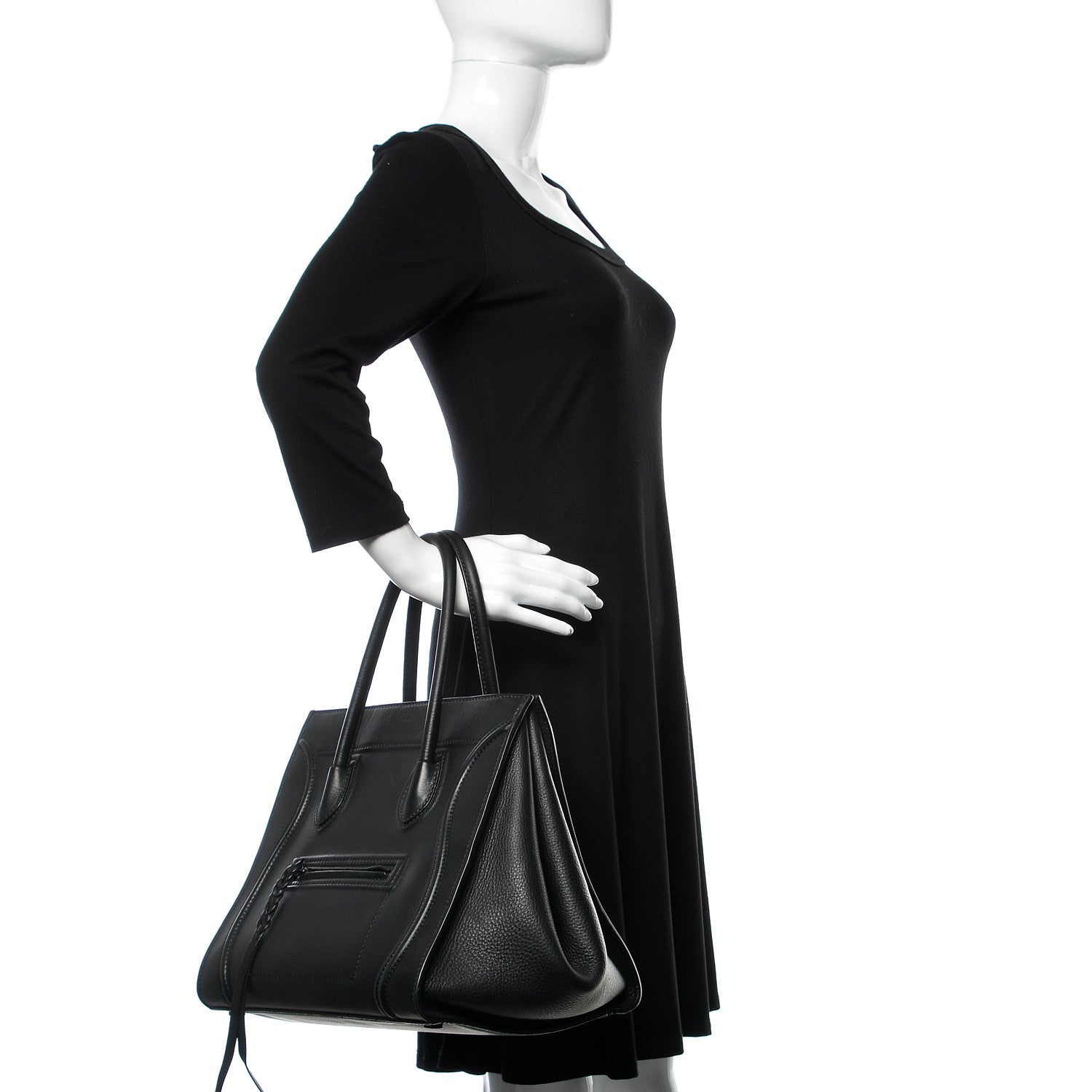 Celine Grained Calfskin Medium Phantom Luggage Black 2 of 16
